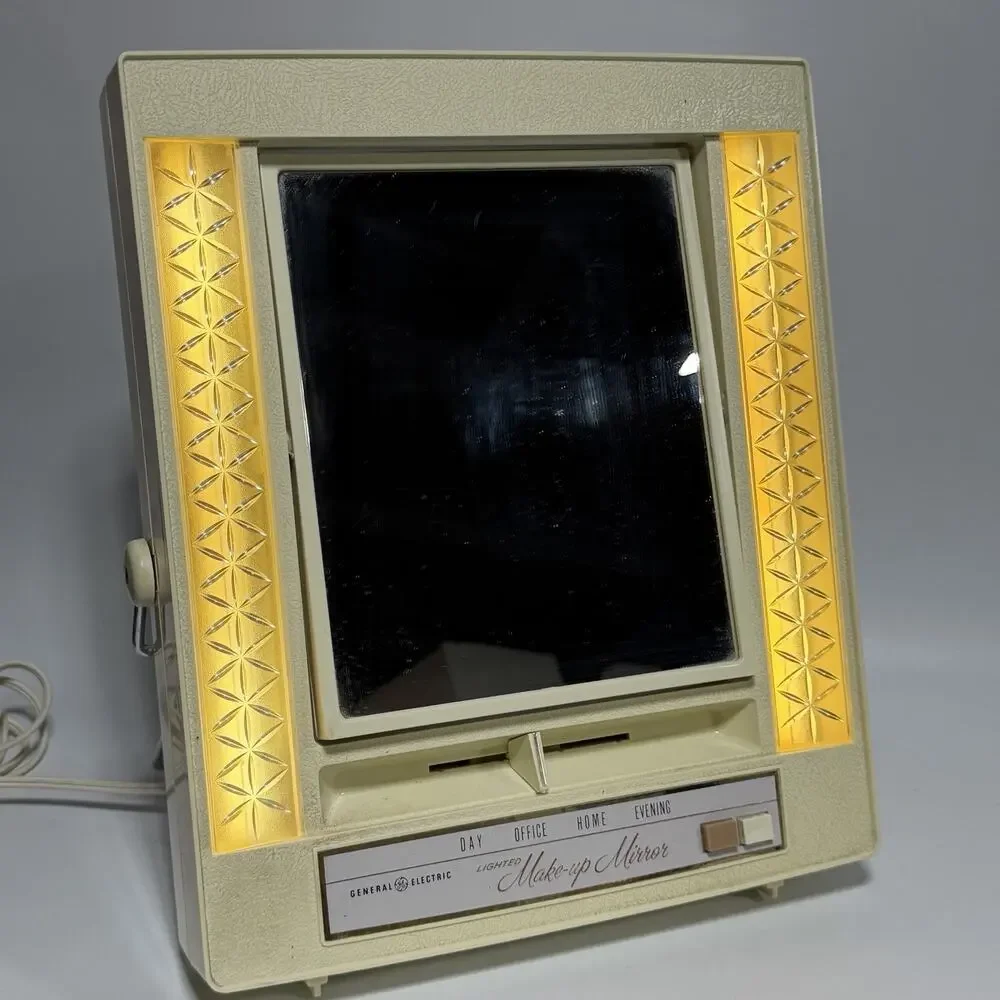 Vtg GE General Electric Lighted Make Up Mirror 4 Settings Model B21M-1 Tested